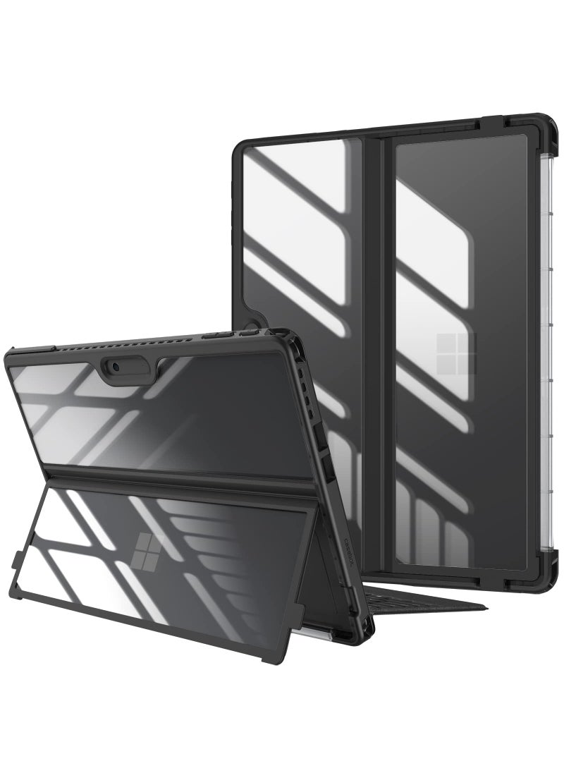 Fintie Fintie Hard Case for 13 Inch Microsoft Surface Pro 11/10/9 - Shockproof Folio Rugged Cover with Clear Transparent Back Shell Compatible with Type Cover Keyboard, Black  - Image 1