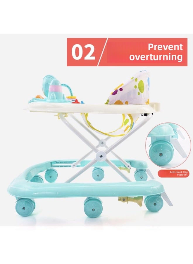 ORiTi عربة مشي للأطفال متعددة الوظائف مضادة للتقلبات قابلة للتعديل في الارتفاع مضادة للانزلاق قابلة للطي مع لعبة موسيقية - نمط موسيقي أخضر - Image 3