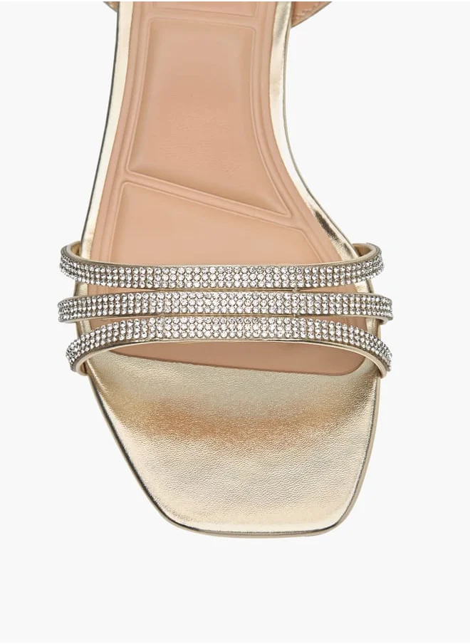 Celeste Womens Embellished Sandals With Block Heels And Buckle Closure Ramadan Collection