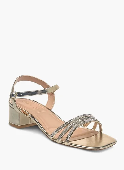 Celeste Womens Embellished Sandals With Block Heels And Buckle Closure
