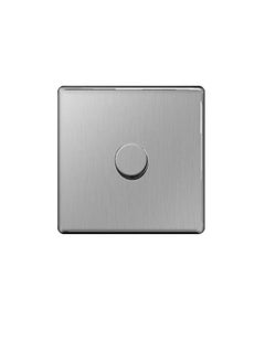 BG Electrical BG Electrical Stainless Steel Flatplate Screwless Dimmer Switch Push ON/OFF 1 Gang 2 Way 1000W - FBS85P  - Image 1