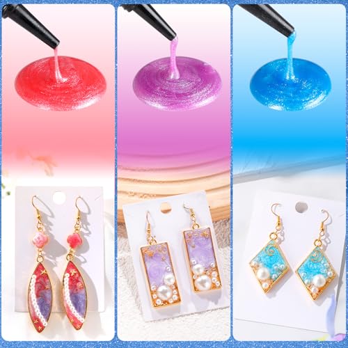 LET'S RESIN Pearlescent UV Resin, 10 Colors Colored UV Resin, Low Odor & Minimal Bubbles for Resin Casting and Coating, Jewelry Making, Decoration(20g Each) - Image 2