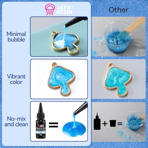 LET'S RESIN Pearlescent UV Resin, 10 Colors Colored UV Resin, Low Odor & Minimal Bubbles for Resin Casting and Coating, Jewelry Making, Decoration(20g Each) - Image 4