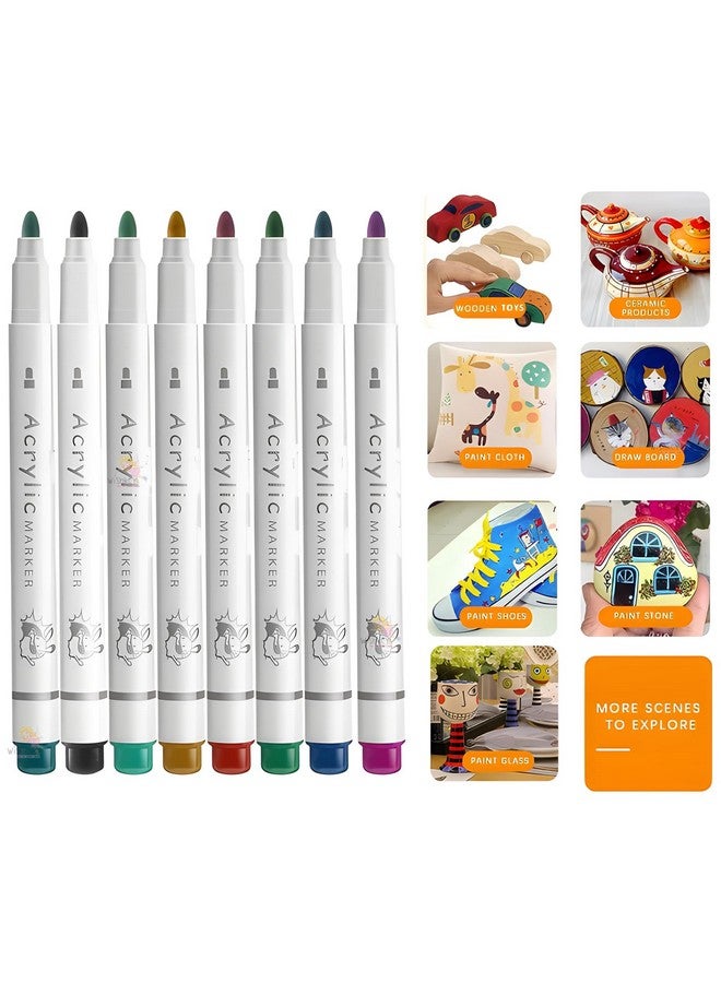WISHKEY 24 Shades Acrylic Marker Pen Set, Water-Based Non-Toxic Ink, Waterproof, Smudge Proof Colorful Sketch Pens, Multipurpose Marker Pens for Art Works, 8+ Years (Pack of 24, Multicolor) - Image 4