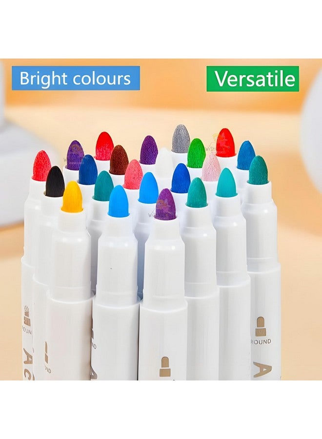 WISHKEY 24 Shades Acrylic Marker Pen Set, Water-Based Non-Toxic Ink, Waterproof, Smudge Proof Colorful Sketch Pens, Multipurpose Marker Pens for Art Works, 8+ Years (Pack of 24, Multicolor) - Image 5