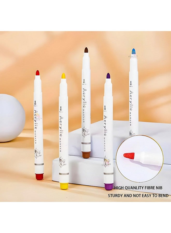 WISHKEY 24 Shades Acrylic Marker Pen Set, Water-Based Non-Toxic Ink, Waterproof, Smudge Proof Colorful Sketch Pens, Multipurpose Marker Pens for Art Works, 8+ Years (Pack of 24, Multicolor) - Image 3