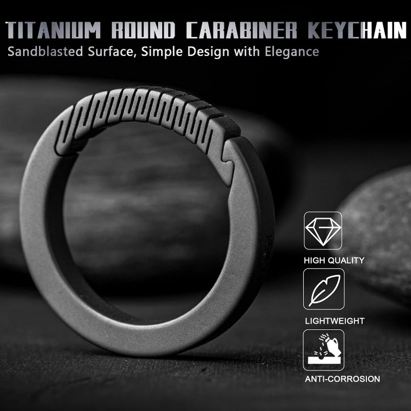 TISUR Titanium Carabiner Keychain Clip,D Key Rings for Keychains,Quick Release Keychain,Key Chain Clip for Men Women (Gray-Round) - Image 3