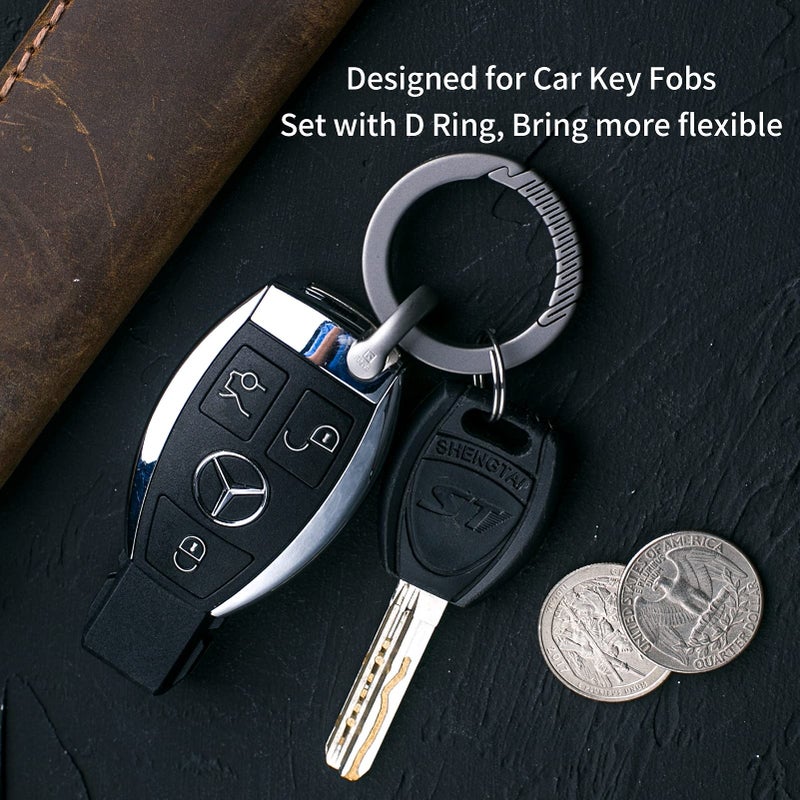 TISUR Titanium Carabiner Keychain Clip,D Key Rings for Keychains,Quick Release Keychain,Key Chain Clip for Men Women (Gray-Round) - Image 5