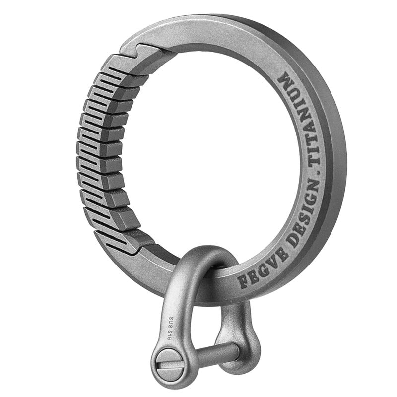 TISUR Titanium Carabiner Keychain Clip,D Key Rings for Keychains,Quick Release Keychain,Key Chain Clip for Men Women (Gray-Round) - Image 1