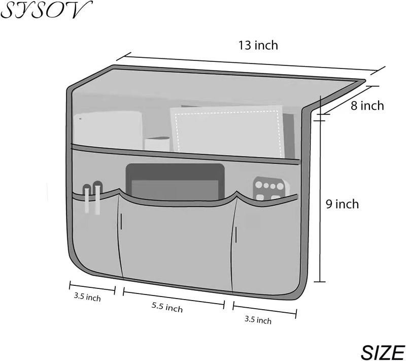 SYSOV Bedside Caddy Bedside Storage Organizer Magazine Phone Tablet iPad Remote Holder, Organizer Caddy for Home College Dorm Bed, Sofa, Bunk Bed (Chocolate) - Image 3
