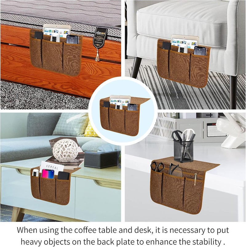 SYSOV Bedside Caddy Bedside Storage Organizer Magazine Phone Tablet iPad Remote Holder, Organizer Caddy for Home College Dorm Bed, Sofa, Bunk Bed (Chocolate) - Image 5