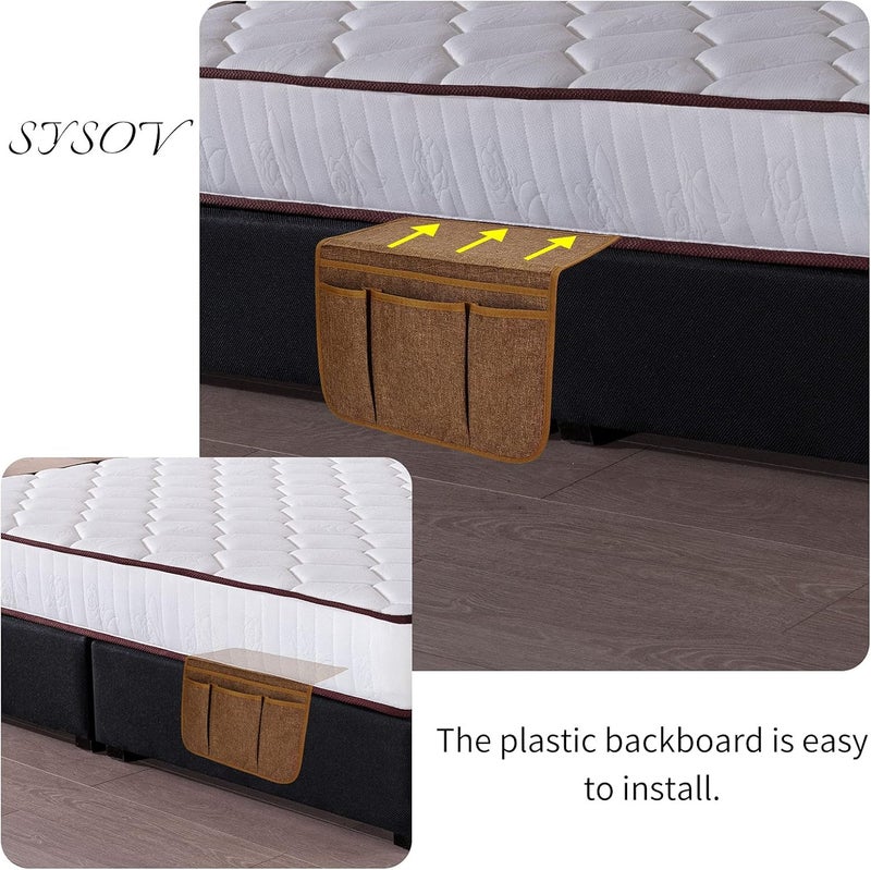 SYSOV Bedside Caddy Bedside Storage Organizer Magazine Phone Tablet iPad Remote Holder, Organizer Caddy for Home College Dorm Bed, Sofa, Bunk Bed (Chocolate) - Image 4