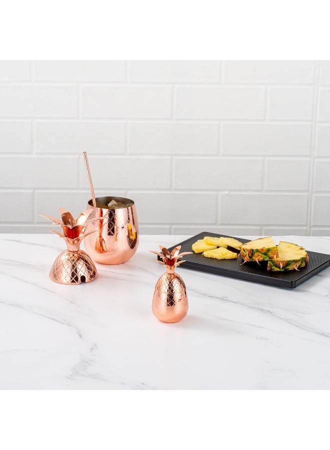 Restaurantware 2-OZ Pineapple Drink Tumbler: Perfect for Bars, Restaurants, and Catered Events - Copper Drink Shot Cup with Silver Stainless Steel Interior Lining for Pina Coladas and Mojitos - 1-CT  - Image 4