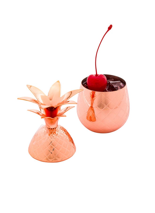 Restaurantware Restaurantware-2-OZ Pineapple Drink Tumbler: Perfect for Bars, Restaurants, and Catered Events - Copper Drink Shot Cup with Silver Stainless Steel Interior Lining for Pina Coladas and Mojitos - 1-CT  - Image 1