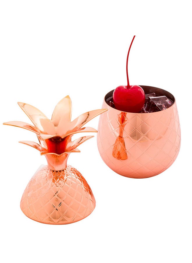 Restaurantware Restaurantware-2-OZ Pineapple Drink Tumbler: Perfect for Bars, Restaurants, and Catered Events - Copper Drink Shot Cup with Silver Stainless Steel Interior Lining for Pina Coladas and Mojitos - 1-CT  - Image 3