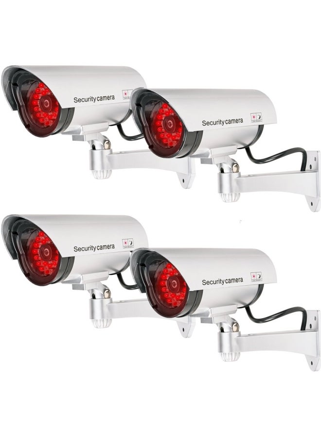 TOMVISION 4-Piece Fake Dummy CCTV Surveillance System Security  Camera Silver - Image 1