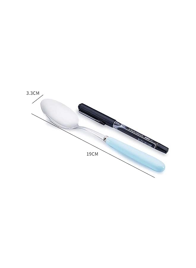 PROMASS Flatware Set with Case 304 Stainless Steel Fork and Spoon Reusable Flatware Set Dishwasher Safe Flatware Utensils with Ceramics Colored Handle for To Go Anywhere (BLUE) - Image 4