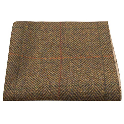 King & Priory Luxury Dijon Herringbone Check Pocket Square, Handkerchief, Tweed - Image 3