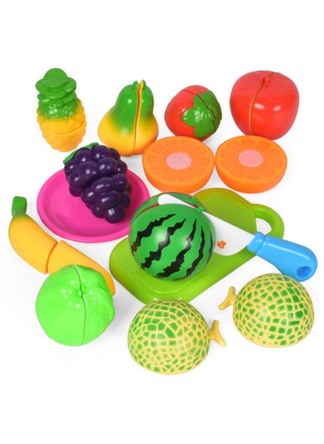 Suitable For Artificial Vegetables And Fruit Toys Children's Kitchen Fake Eggs Boys And Girls Educational Plastic Food Cutting-Color:Fruit Cutting Music 13 Piece Set  - Image 1