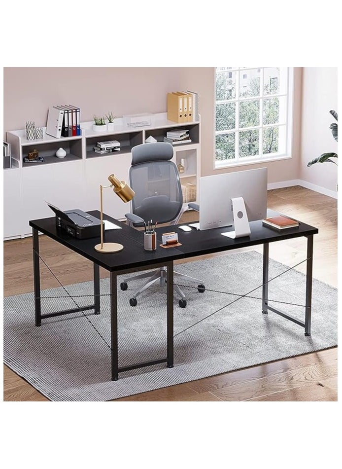 AGD - A modern L-shaped gaming table with a round removable shelf, suitable for the office and home - Image 1