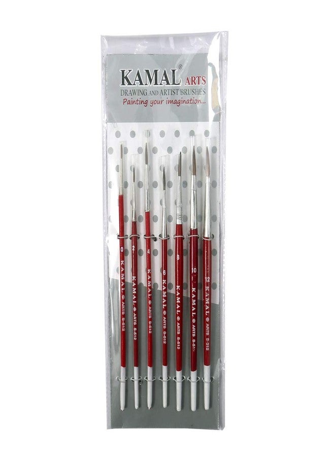 KAMAL® Round Pony Hair Paint Brushes for Oil, Nail, Artist, Acrylic Painting. Handle - Red/White - Image 3