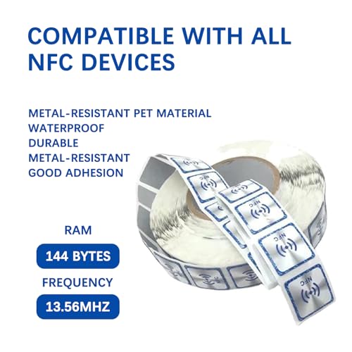 YANZEO 20Pcs NFC NTAG213 RFID Tag NFC 213 Metal Resistant Sticker,144 Bytes Memory Fully Programmable for NFC-Enabled Devices - Image 2