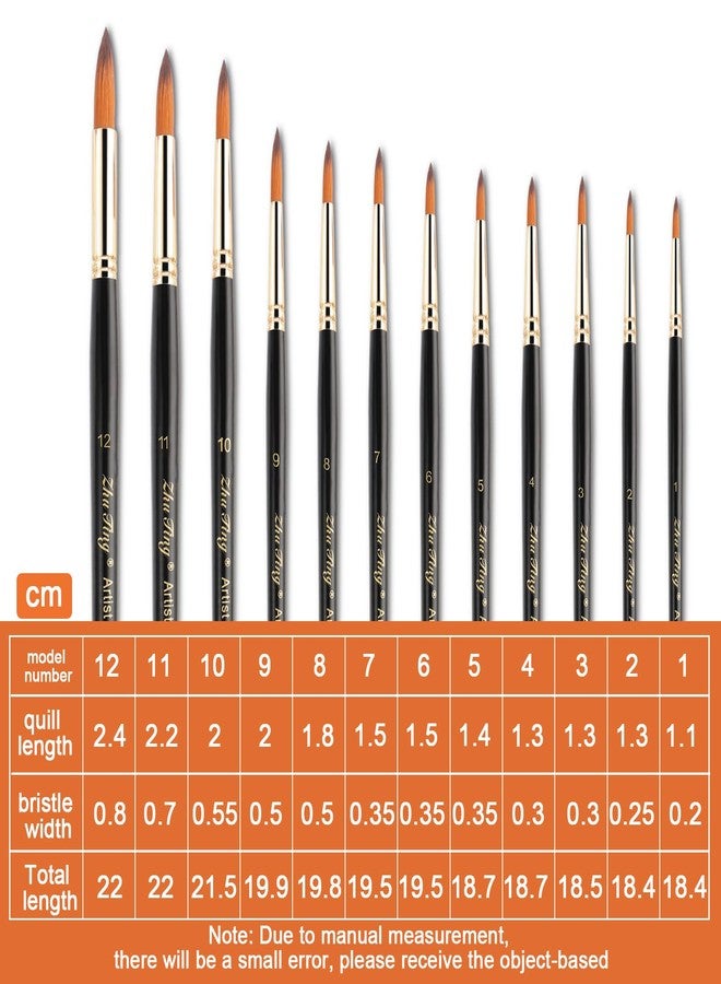 Prasacco 12 Pcs Round Paint Brushes Watercolor Brushes Round Tip Artist Painting Brushes Professional Nylon Detail Paint Brush for Watercolor Acrylic Ink Gouache Oil Tempera Painting - Image 2