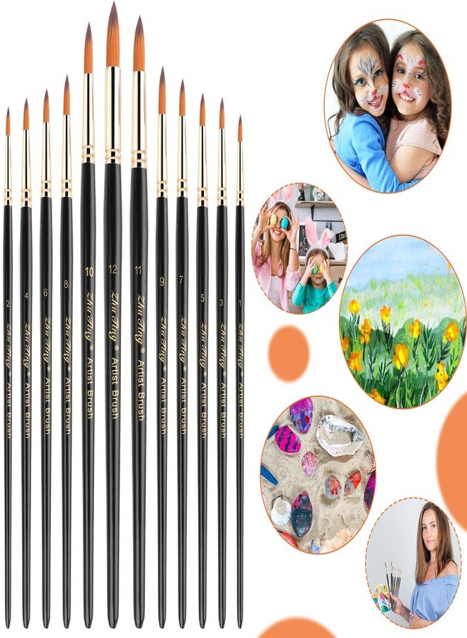 Prasacco 12 Pcs Round Paint Brushes Watercolor Brushes Round Tip Artist Painting Brushes Professional Nylon Detail Paint Brush for Watercolor Acrylic Ink Gouache Oil Tempera Painting - Image 5