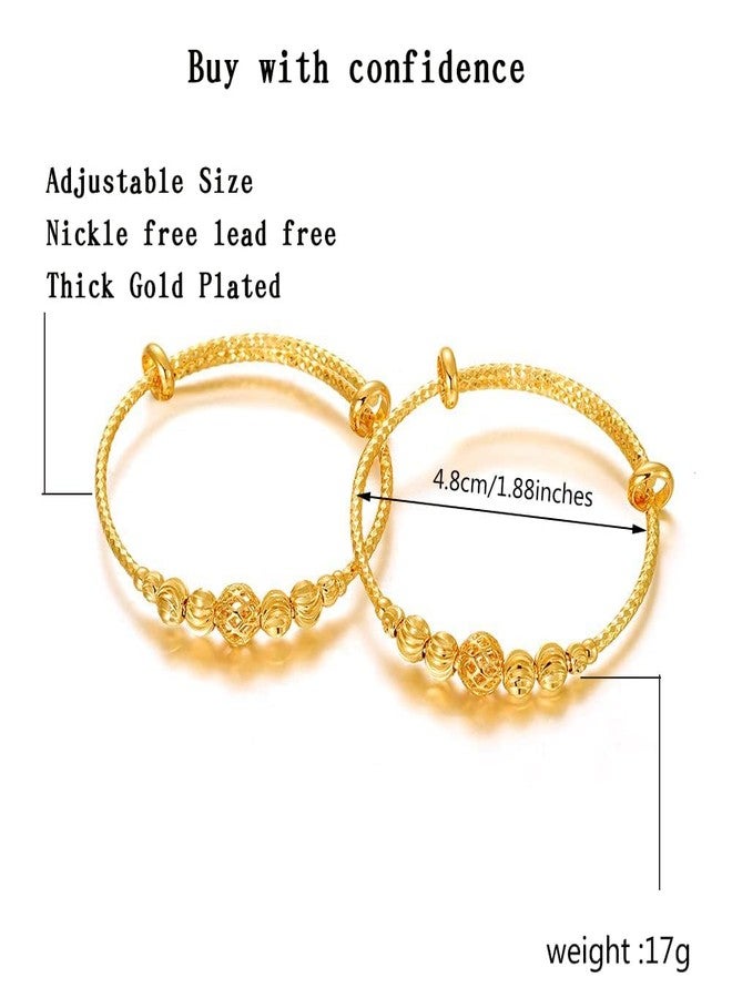 Ethlyn 2Pcs/Lot Christmas Gift for baby girls 18K Gold Plated Adjustable Beads Bracelet Bangle Birthday Present - Image 5