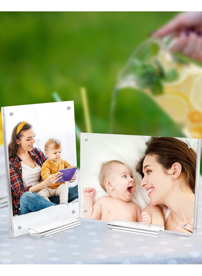 جويوفيب JUOIFIP 5 قطع من إطارات الصور الأكريليكية ذات الوجهين الشفافة مقاس 5×7 - إطار صور مغناطيسي بدون إطار لعائلة صديق الطفل مع حامل دعم وصناديق هدايا - Image 4
