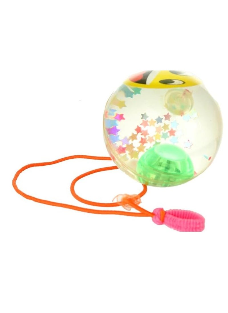 Plastic Ball with Gel, Light and Shine Inside with Rope for Kids - Transparent  - Image 1