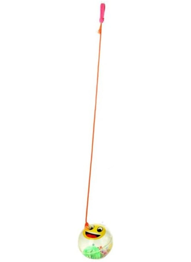 Plastic Ball with Gel, Light and Shine Inside with Rope for Kids - Transparent  - Image 2