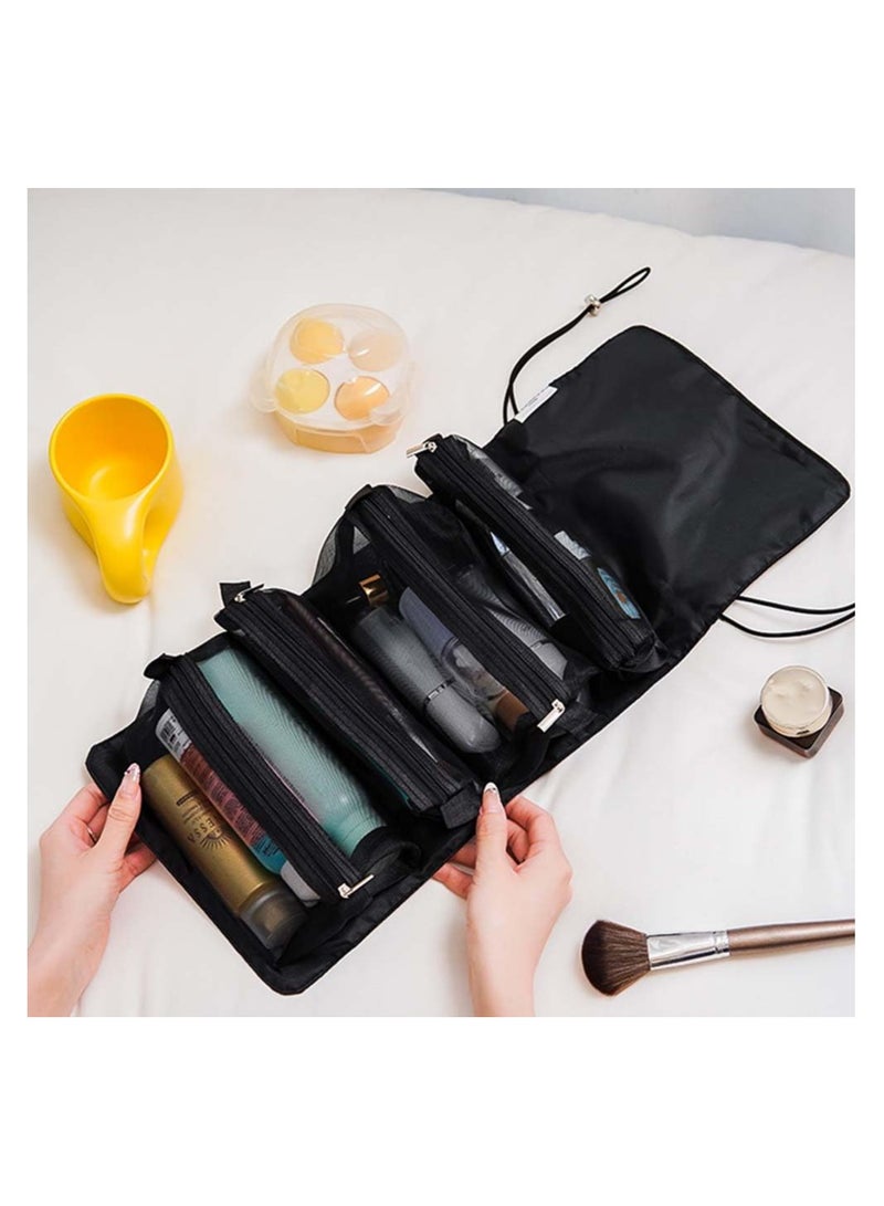 Kawaii Hanging Toiletry Bag, Cute Kuromi Cosmetic Bag Makeup Bag, Portable Organizer Travel Bag with Lanyard, Foldable Waterproof Toiletry Bag for Women Girls (Black) - Image 2
