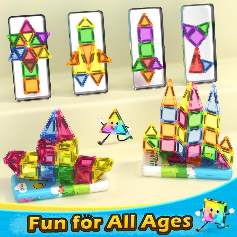 Coodoo Magnetic Tiles for Kids Ages 4-8 Toddler Toys Magnetic Blocks Building Toy STEM Outdoor Kids Toys Gift for Boys & Girls 3+ Year Old, Pocket-Sized Mini Tiles for Classroom Must Haves - Image 2