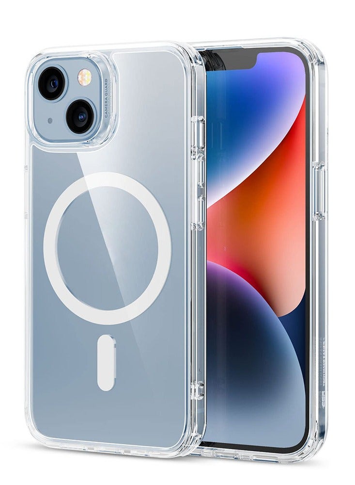 غطاء الحالة المغناطيسية لـ iPhone 15 Plus ، متوافق مع MagSafe ، غطاء الخلفي الواضح ضد الصدمات الكريستالي المضاد للصفراء ، غطاء قشرة الهاتف المغناطيسي القوي للفون 15 Plus - Image 1