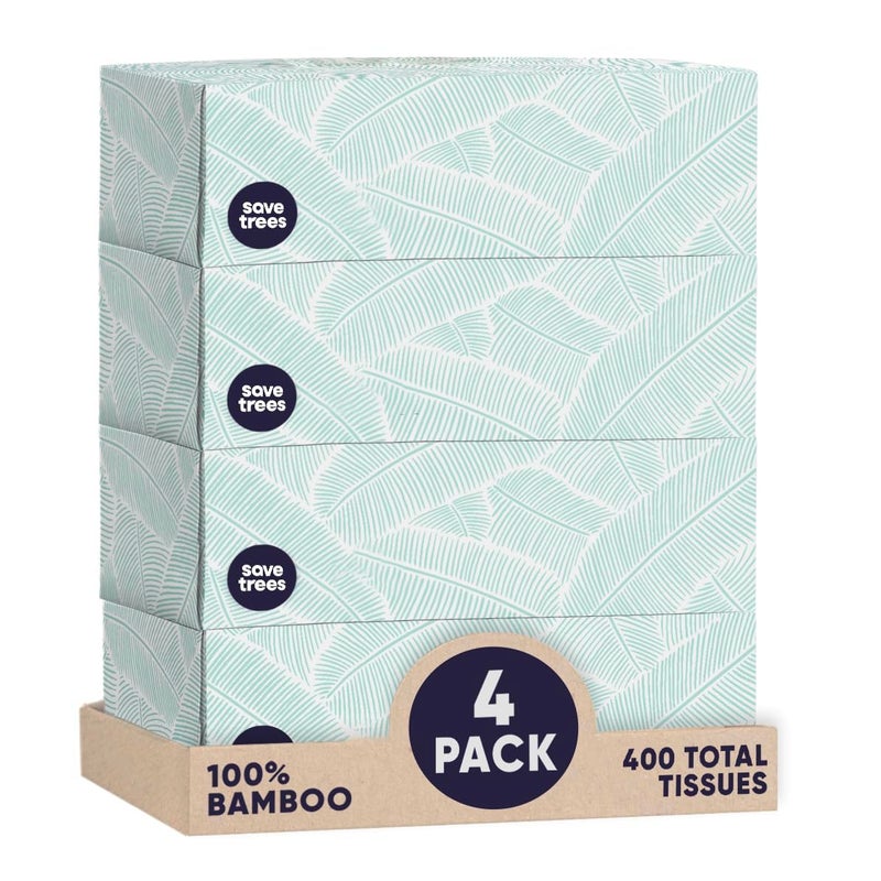 Save Trees Bamboo Facial Tissues - 12 Boxes of Eco-Friendly, 3-Ply Hypoallergenic Tissues, 90 Sheets per Box, FSC Certified, Plastic-Free Packaging, Soft & Gentle for Home Use - Image 1