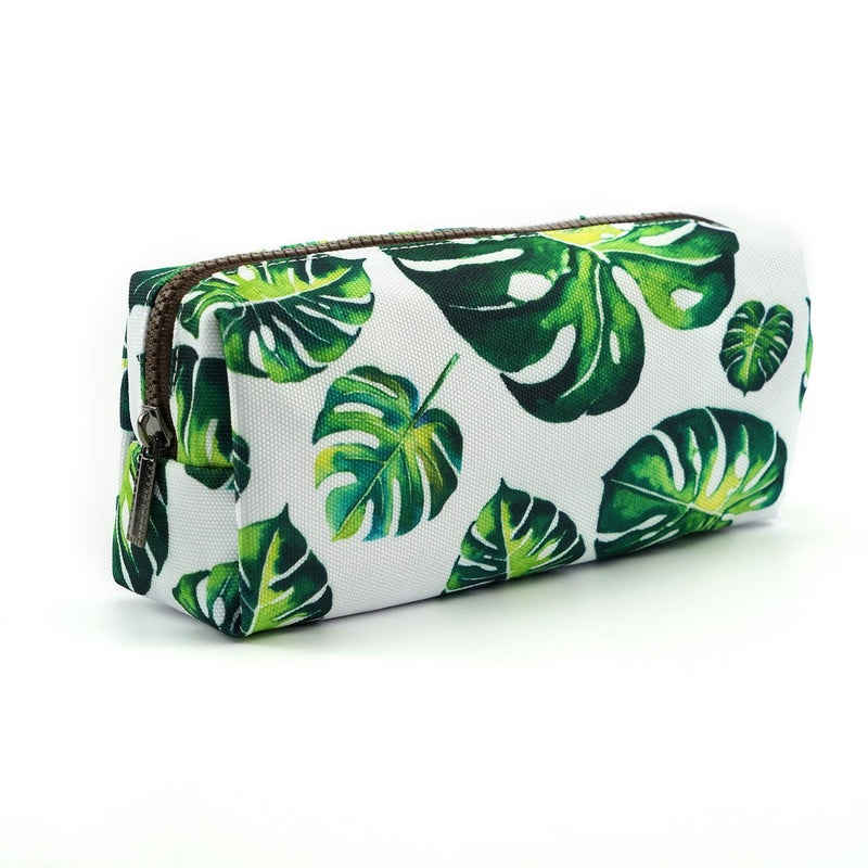 LParkin Tree Leaves Large Capacity Canvas Pencil Case Pen Bag Pouch Stationary Case Makeup Cosmetic Bag Gadget Box - Image 1