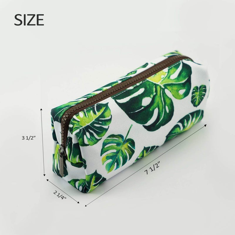 LParkin Tree Leaves Large Capacity Canvas Pencil Case Pen Bag Pouch Stationary Case Makeup Cosmetic Bag Gadget Box - Image 2