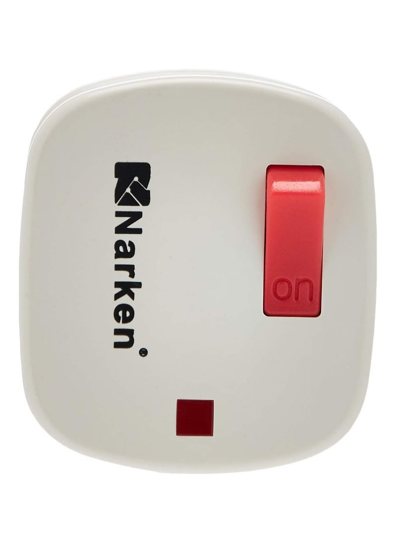 Narken 3 Round Pin AC Heavy Duty Plug Top White Color Switch On Off With Screw Wire Clip And Fuse Max 15A 250V - Image 2