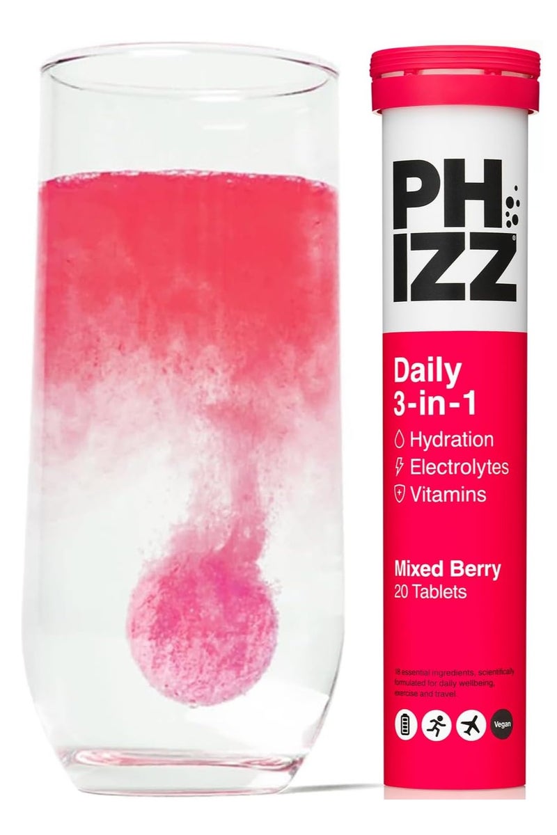 Phizz 3-in-1 Multivitamin & Rehydration Electrolyte Effervescen Tabs Mixed Berry - Image 1