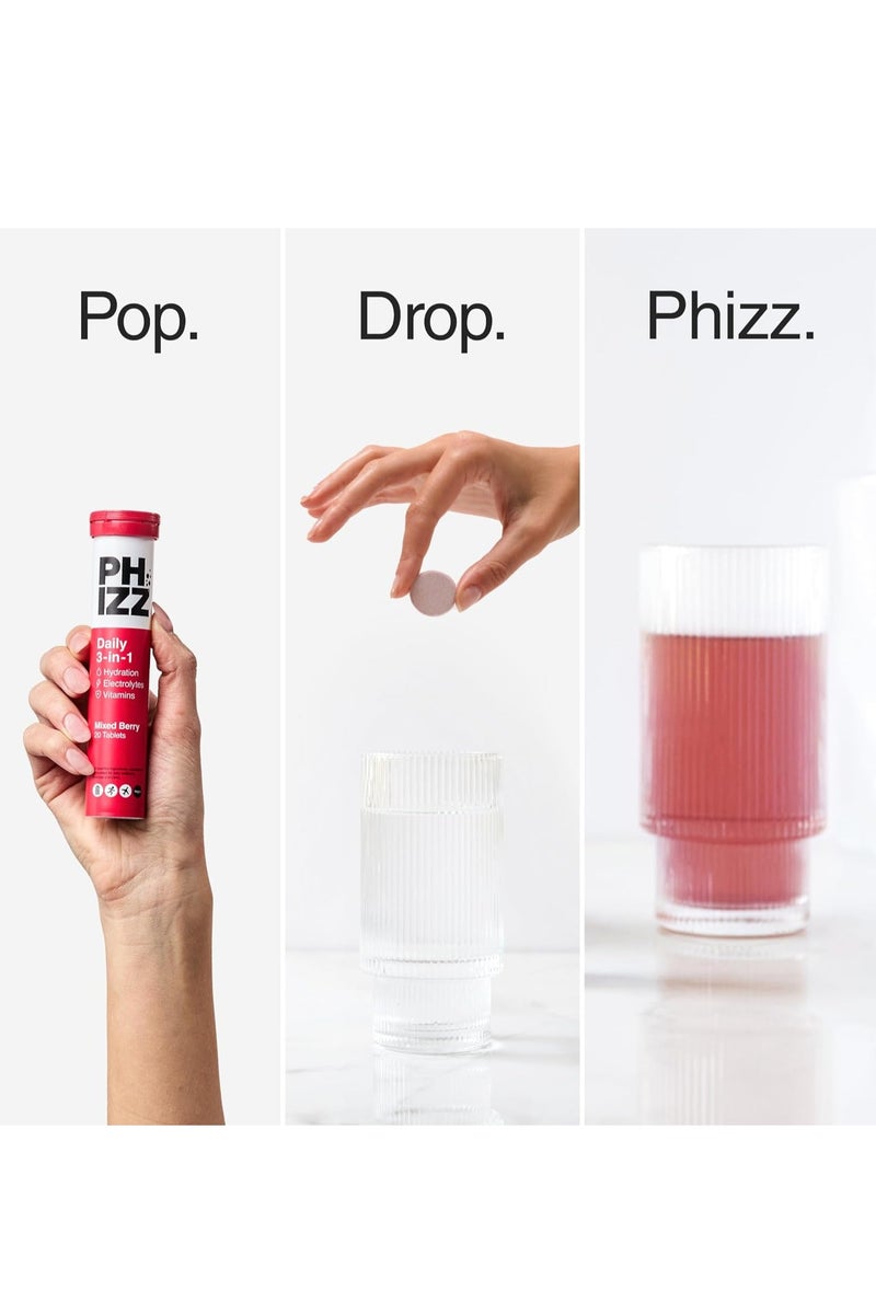 Phizz 3-in-1 Multivitamin & Rehydration Electrolyte Effervescen Tabs Mixed Berry - Image 4