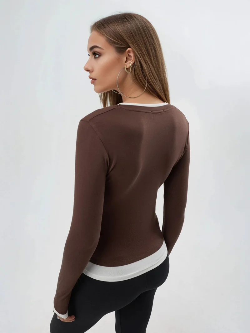 Busem BUSEM Contrast Binding Long Sleeve Blouse