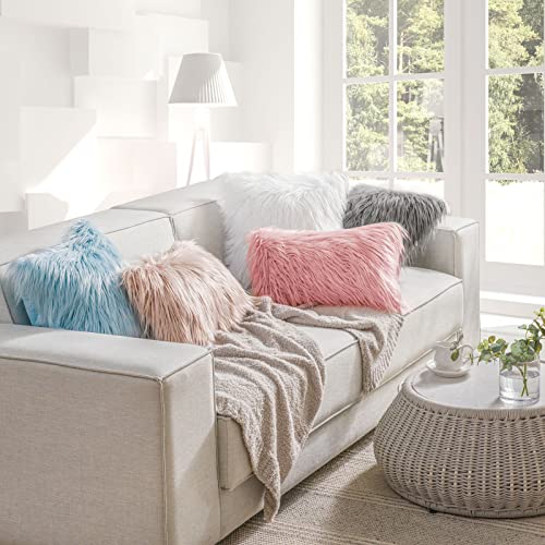 Phantoscope Pack of 2 Faux Fur Solid Throw Decorative Pillow Cover Cushion Covers Luxury Soft Decorative Pillowcase Fuzzy Pillow Covers for Bed/Couch, White 18 x 18 Inches - Image 5