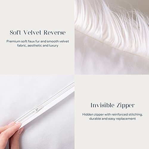 Phantoscope Pack of 2 Faux Fur Solid Throw Decorative Pillow Cover Cushion Covers Luxury Soft Decorative Pillowcase Fuzzy Pillow Covers for Bed/Couch, White 18 x 18 Inches - Image 3