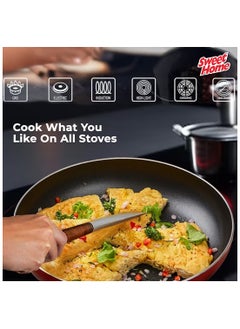 Frying Pan Aluminum Body Scratch-Resistant | Non-Stick Coating Dishwasher-Safe | Ergonomic Handle High-Quality | Chef's Pan| Ideal for Frying Sautéing Stir Frying (22 CM - RED) - pzsku/ZD905FF47255949E72961Z/45/_/1737199248/0d1d1ab1-6607-47f1-8b6b-9b1a788729ba