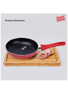 Frying Pan Aluminum Body Scratch-Resistant | Non-Stick Coating Dishwasher-Safe | Ergonomic Handle High-Quality | Chef's Pan| Ideal for Frying Sautéing Stir Frying (22 CM - RED) - pzsku/ZD905FF47255949E72961Z/45/_/1737199248/a5827ff0-13fa-4224-9709-994d269ff2b4