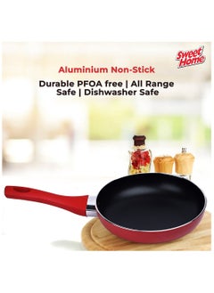 Frying Pan Aluminum Body Scratch-Resistant | Non-Stick Coating Dishwasher-Safe | Ergonomic Handle High-Quality | Chef's Pan| Ideal for Frying Sautéing Stir Frying (22 CM - RED) - pzsku/ZD905FF47255949E72961Z/45/_/1737199254/757fa6d9-bf81-4c97-b544-fb461203d949