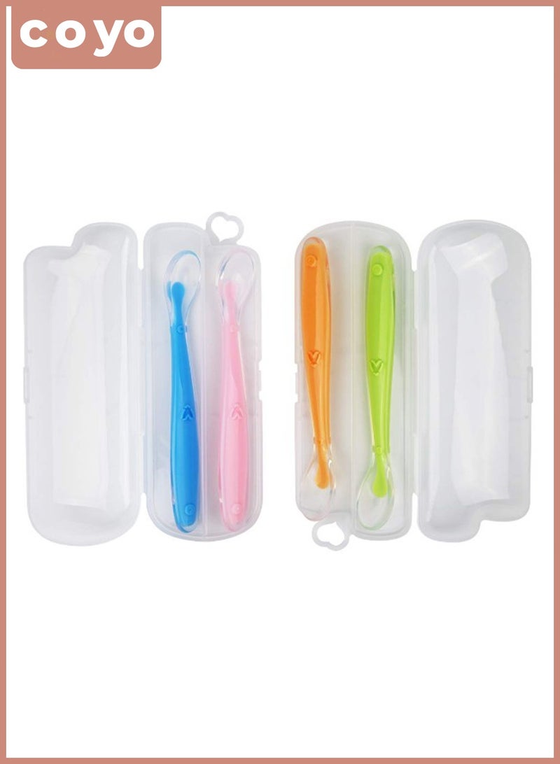 COYO 4-Piece Baby Self Feeding Training Spoon with Portable Storage Box, Safe and Hygienic, Easy to Travel - Image 3