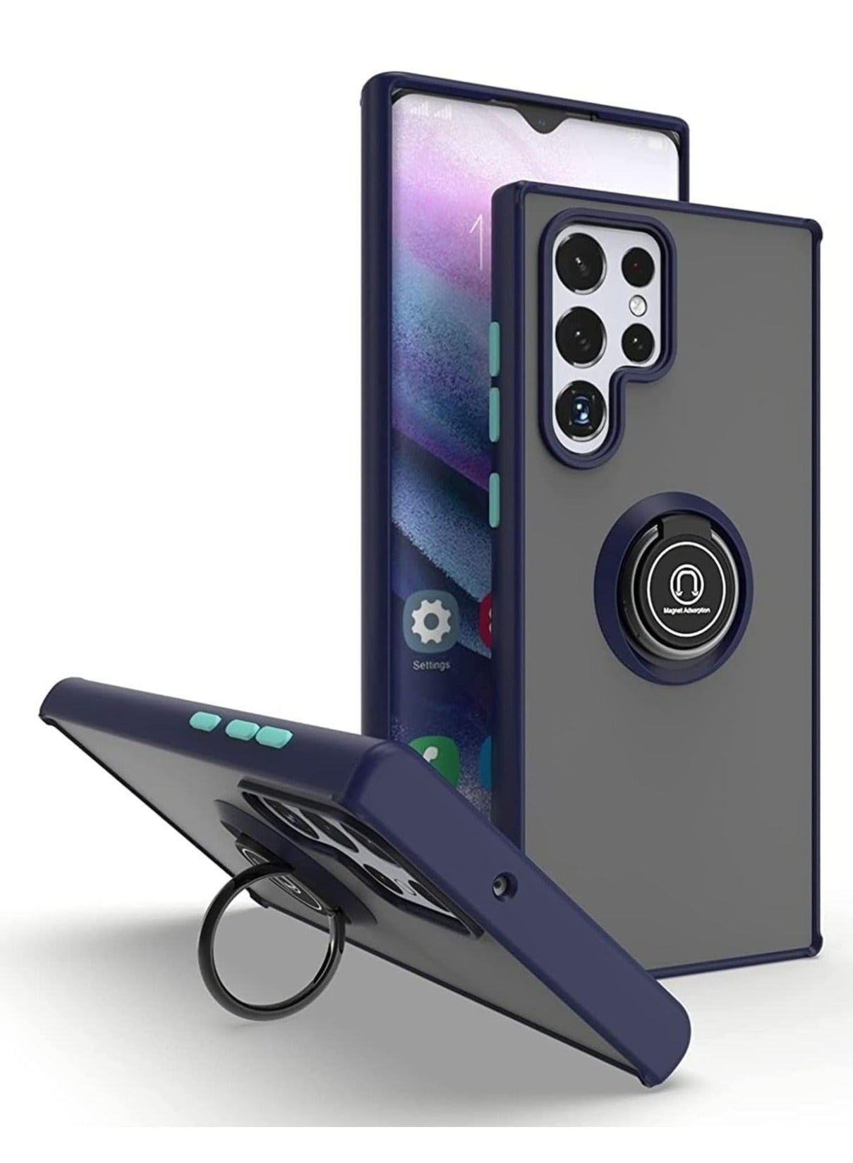 Samsung Galaxy S25 Ultra Rotational Metal Ring Case Cover With Kickstand Shockproof Bumper Matte Finish Case Anti Fingerprint Magnetic Car Mount Cover Samsung Galaxy S25 Ultra