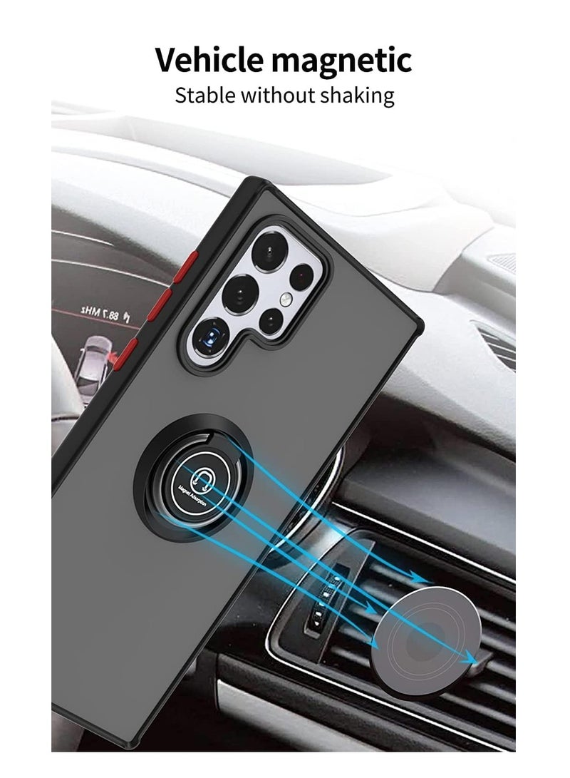 BORTONY Samsung Galaxy S25 Ultra Rotational Metal Ring Case Cover With Kickstand Shockproof Bumper Matte Finish  Case Anti Fingerprint Magnetic Car Mount Cover Samsung Galaxy S25 Ultra - Image 2
